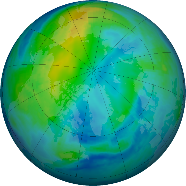 Arctic ozone map for 03 November 1996